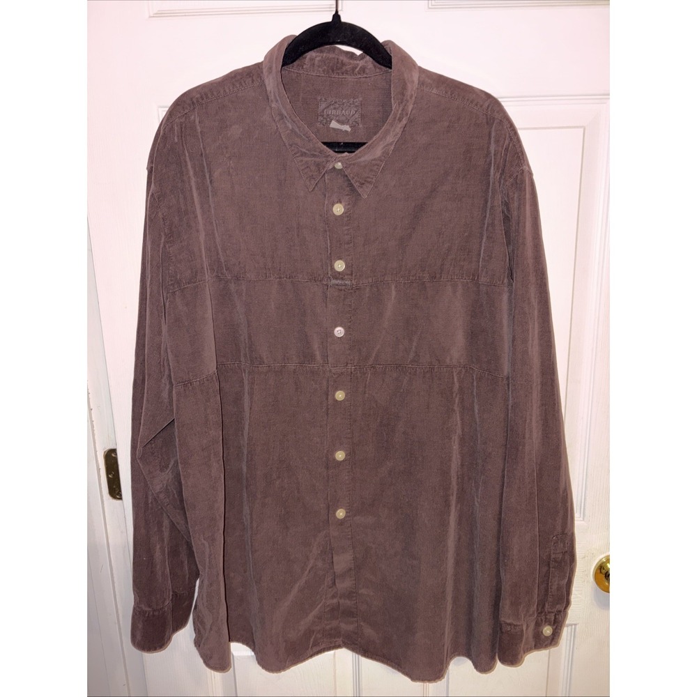 Marithe Francois Girbaud Mens XXL Brown Paneled Fine Corduroy Utility Shirt Y2K
